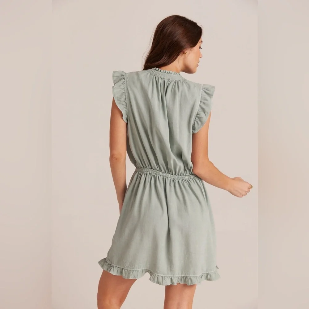 BELLA DAHL Ruffle Cap Sleeve Split Neck Minidress - Confetti NWT - Picture 7 of 7